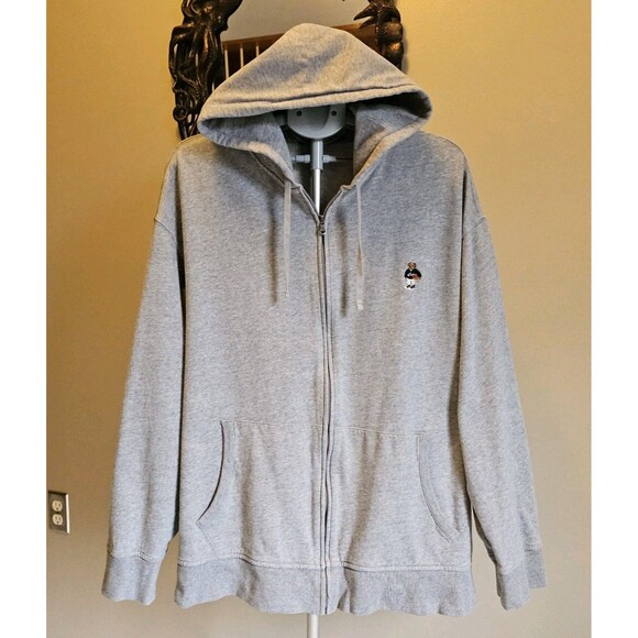 Polo Ralph Lauren USA Bear Basketball Full Zip Hoodie Sweatshirt Gray Mens 3XB - Picture 2 of 8